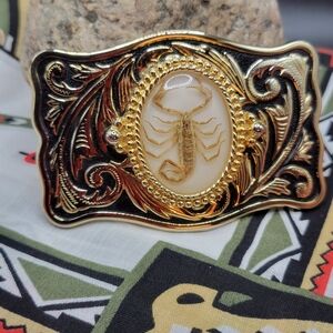 Gold & Black Western Scorpion Belt Buckle